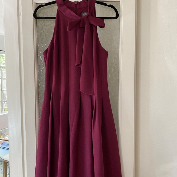 Vince Camuto Women's Bow-Neck Fit & Flare Dress (dark cherry/maroon)(size 12) - Picture 3 of 7